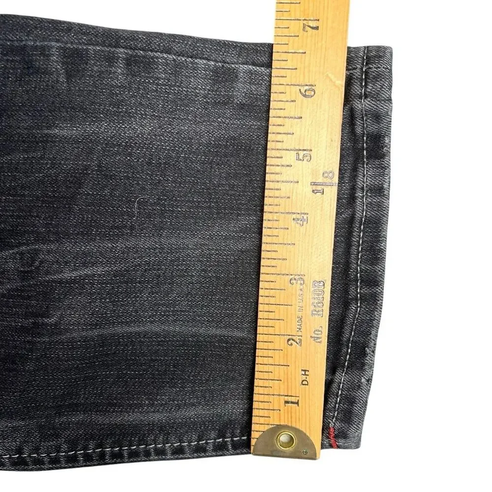 True Religion Moto Jeans Black Wash Biker Stitch Slim Straight Men’s 32